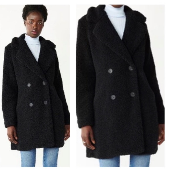 Womens Double Breasted Teddy Coat 
